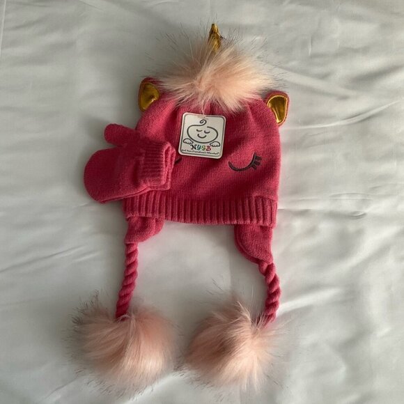 Cat & Jack Soft Pink Coat w/ Unicorn Hat  Set Bundle - Picture 4 of 6